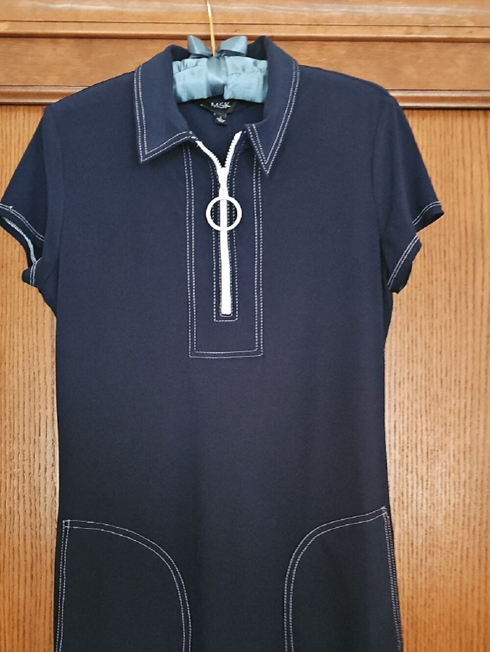 MSK Navy Blue Dress with zipper and pockets - Picture 5 of 6